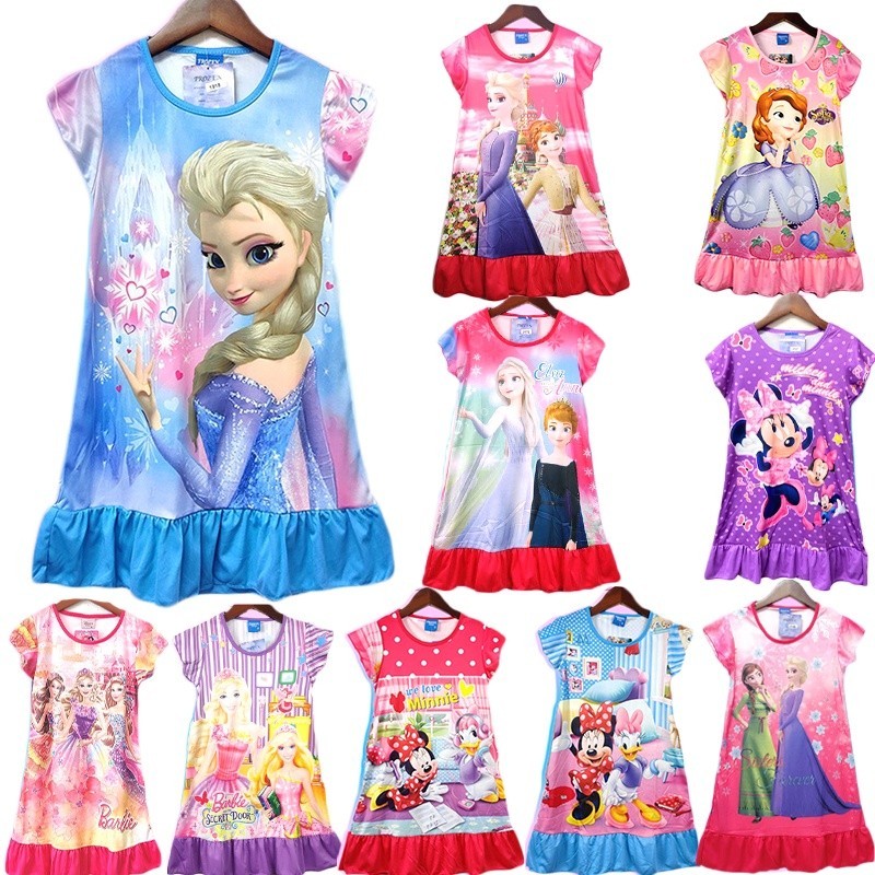 ชุดเดรสกระโปรงเด็กผู้หญิง  ลายเจ้าหญิง ผ้ามันผ้าไมโค PM777(131-140)