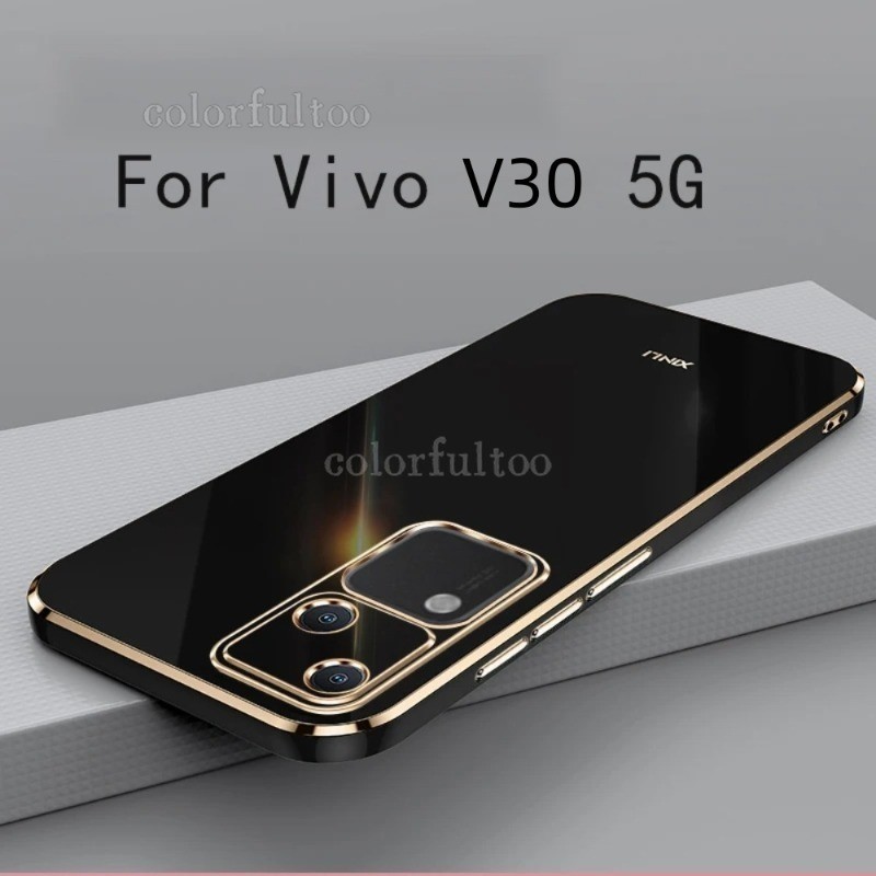 Vivo V30e 5G หรูหรา 6D ชุบซิลิโคน TPU เคสโทรศัพท์สําหรับ Vivo V40 V30 Pro V 30e V30Pro V40e VivoV30 5G กันกระแทกบางเฉียบเลนส์กล้องปกป้องฝาหลังปลอกคู่
