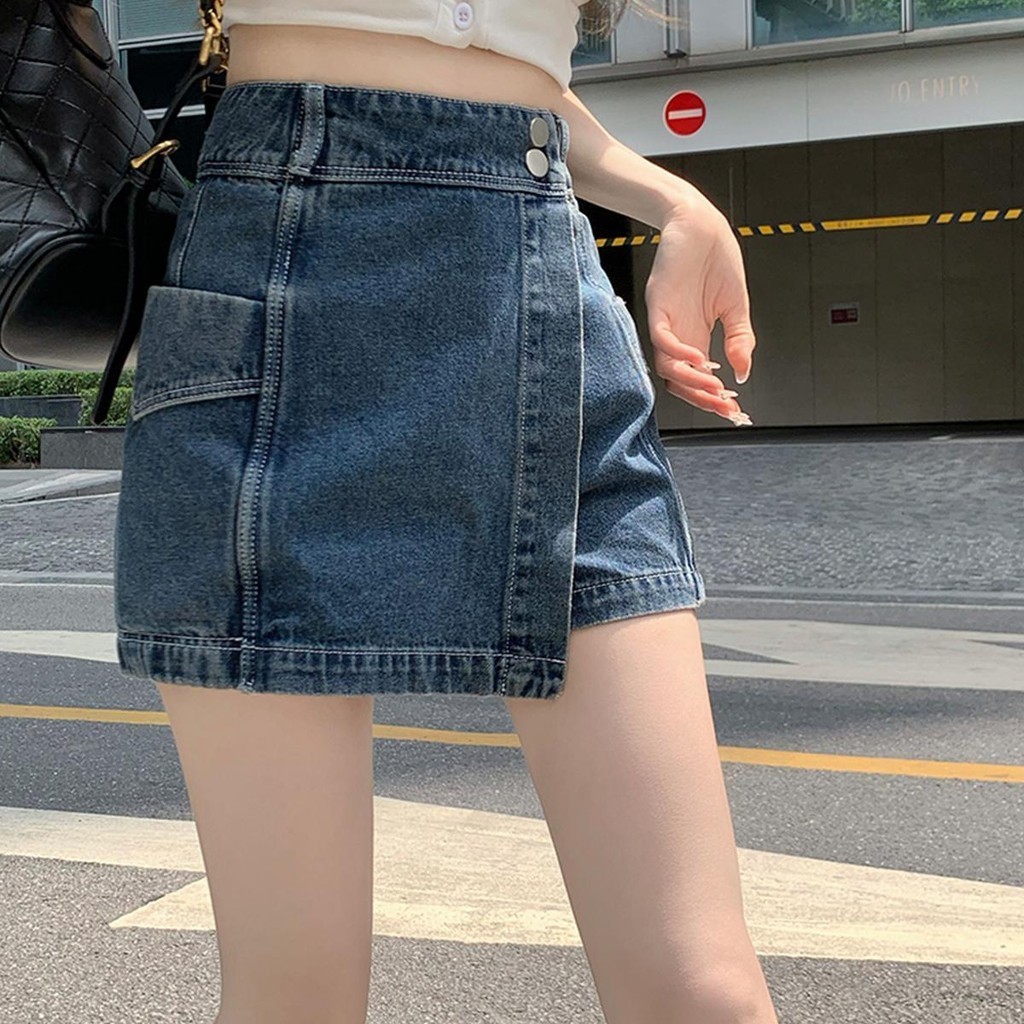 Anna J6868❤️ กางเกงกระโปรงยีนส์เอวสูงทรงเอ สไตล์เกาหลี Y2K  แฟชั่นฤดูร้อน สําหรับผู้หญิง ผู้หญิง เสื้อผ้าแฟชั่น