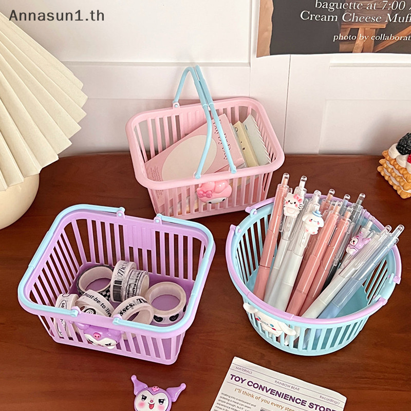Annasun Kawaii ตะกร้าเก็บเครื่องเขียน ลายการ์ตูนอนิเมะ แบบพกพา สําหรับห้องน้ํา ของขวัญคริสต์มาส