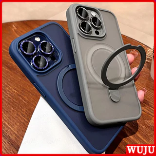 WUJU เคสโทรศัพท์มือถือแบบแข็ง ผิวด้าน ผิวด้าน ผิวด้าน พร้อมแหวนแม่เหล็ก และที่ชาร์จไร้สาย ป้องกันเลนส์กล้อง หรูหรา สําหรับ iPhone 17 16 11 12 13 14 15 Pro Max Plus Air