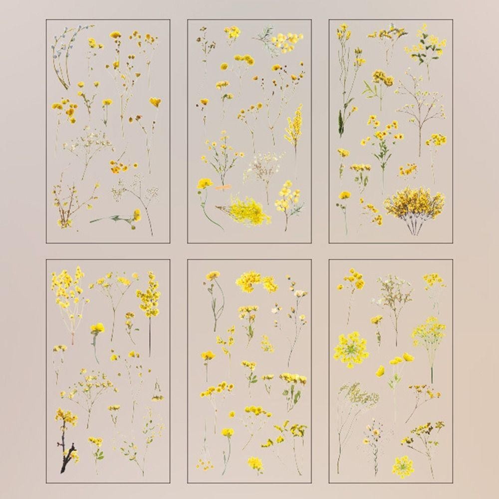 LACYESZB 6 ชิ้น/แพ็ค PVC พืชดอกไม้สติกเกอร์,สติกเกอร์ DIY สติกเกอร์สมุดภาพธรรมชาติ,วัสดุตกแต่งกาวกันน้ําปั๊มร้อนสติกเกอร์ดอกไม้โปร่งใสอัลบั้ม - รูปที่ 6