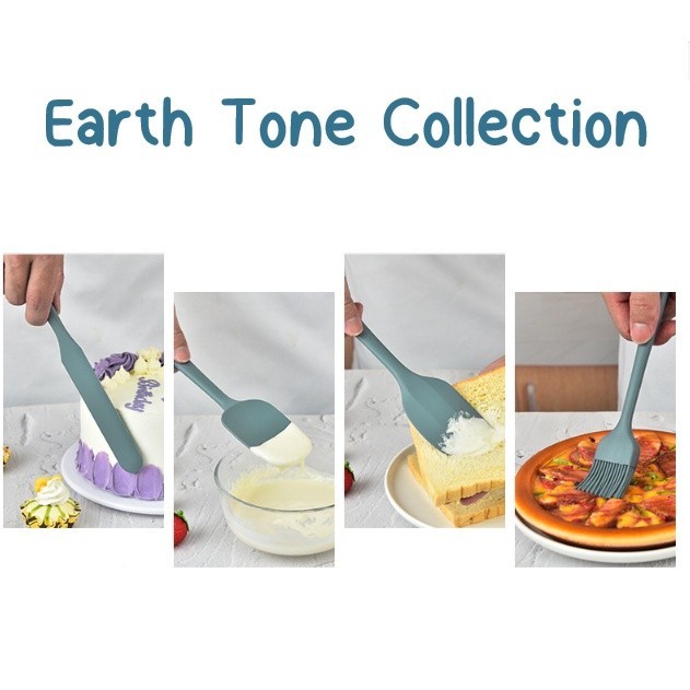 ไม้พาย ช้อนพาย ไม้ปาดครีม พายทาเนย แปรง ซิลิโคน Earth Tone Collection มีหลายขนาด หลายสี ให้เลือก - รูปที่ 6