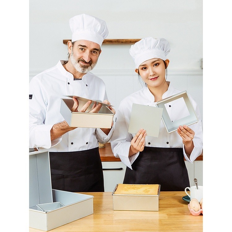 พิมพ์เค้กสี่เหลี่ยมถอดก้น มีหลายขนาดให้เลือก 4, 5, 6, 7, 8 นิ้ว ถาดอบขนม พิมพ์เค้ก พิมพ์เค้กถอดก้น พิมพ์อบเค้กสี่เหลี่ยม - รูปที่ 4