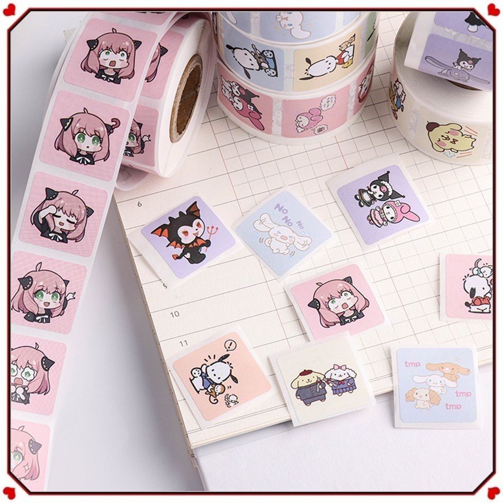 500/200 PCS/ม้วนสติกเกอร์ Sanrio Kawaii Hello Kitty Melody Kuromi Cinnamoroll กระเป๋าเดินทาง Graffiti Decals ของเล่นเด็กตกแต่งสติกเกอร์ของขวัญ