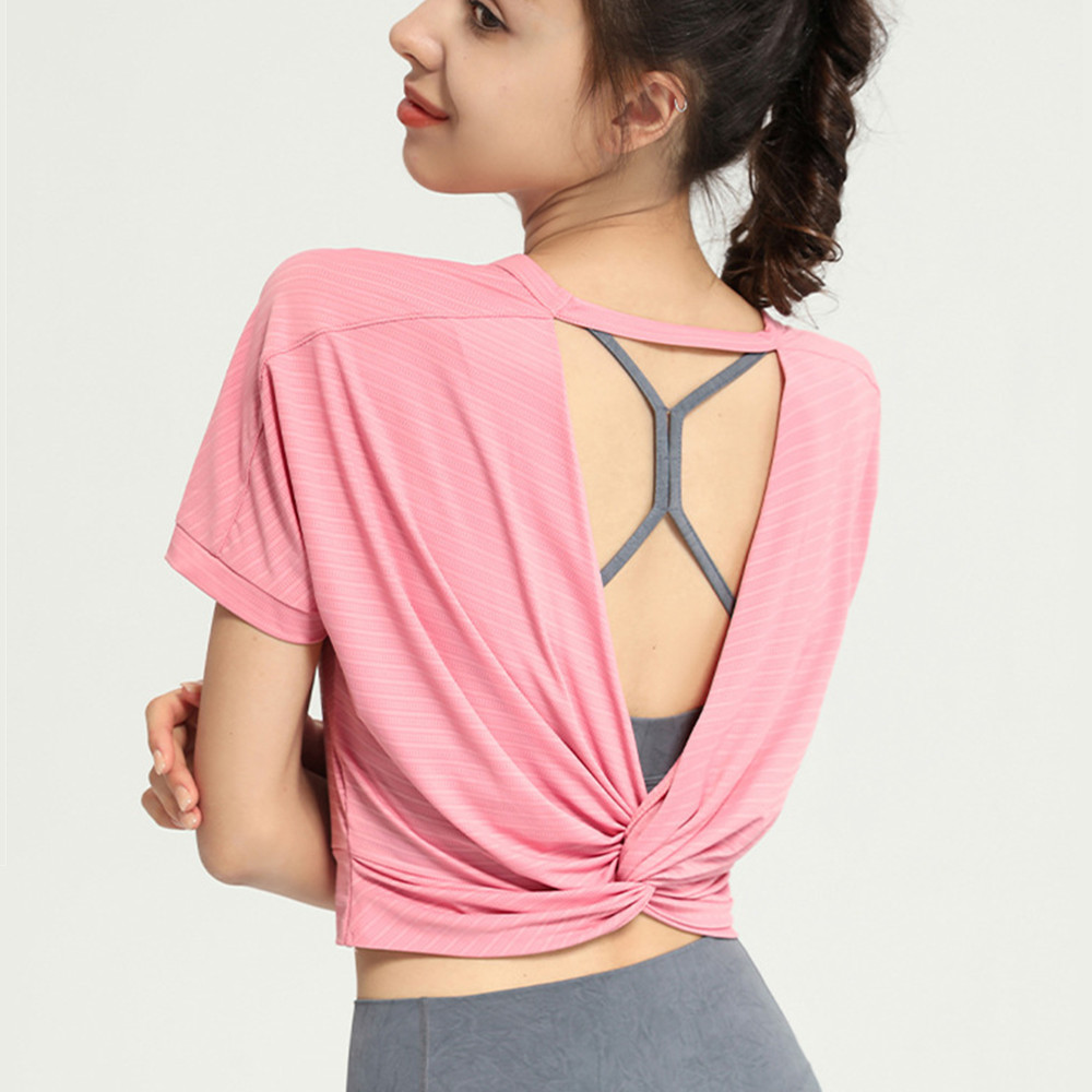 เสื้อครอปแขนสั้น แบบนิ่ม ทรงหลวม เหมาะกับใส่ออกกําลังกาย เล่นโยคะ เต้นรํา วิ่ง สําหรับผู้หญิง
