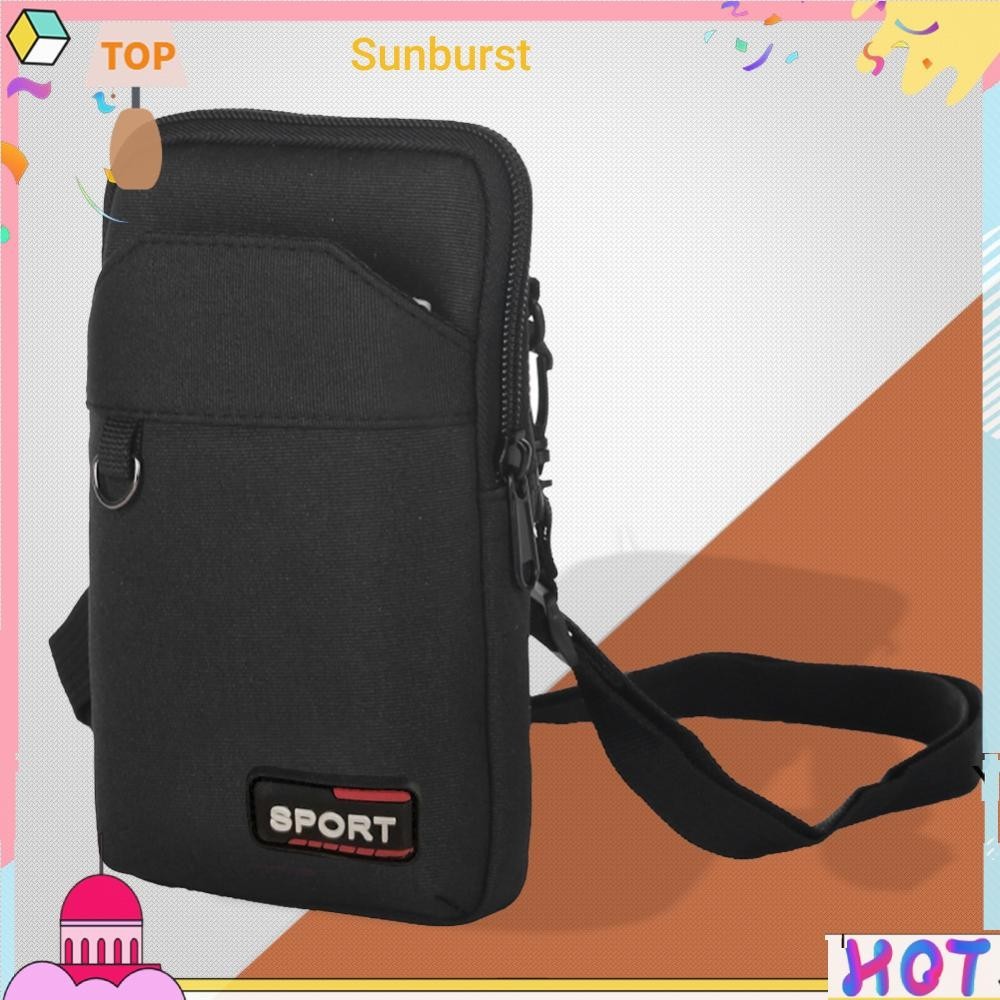 [Sunburst11.th] กระเป๋าสะพายข้าง ผ้าแคนวาส ความจุขนาดใหญ่ สีดํา 2 ชั้น สําหรับผู้ชาย