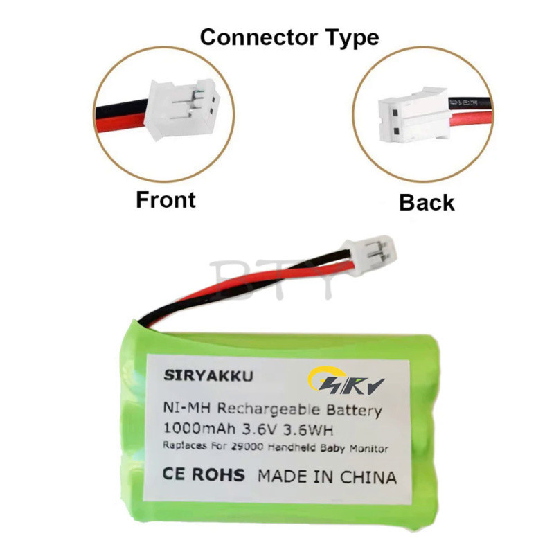 BTY 3.6V 1000mAh Replacement Battery for Summer Infant Wide View 28650 29000 29000A & Clear Sight 29