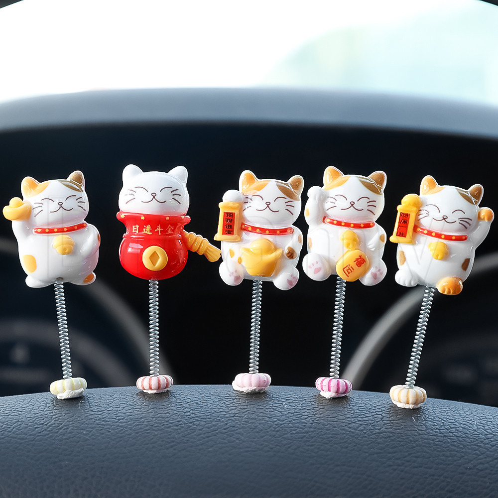 เครื่องประดับหัวเขย่ารถยนต์ 5 ชิ้น - ตุ๊กตาตกแต่งคอนโซลกลางรถยนต์ เรซินน่ารัก - แผงหน้าปัดอัตโนมัติ DIY - ดอกไม้เชลล์ - อุปกรณ์ตกแต่งภายในรถยนต์