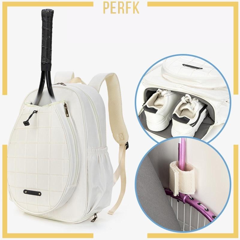 [Perfk] กระเป๋าเป้สะพายหลัง สําหรับใส่ไม้เทนนิส ลูกเทนนิส