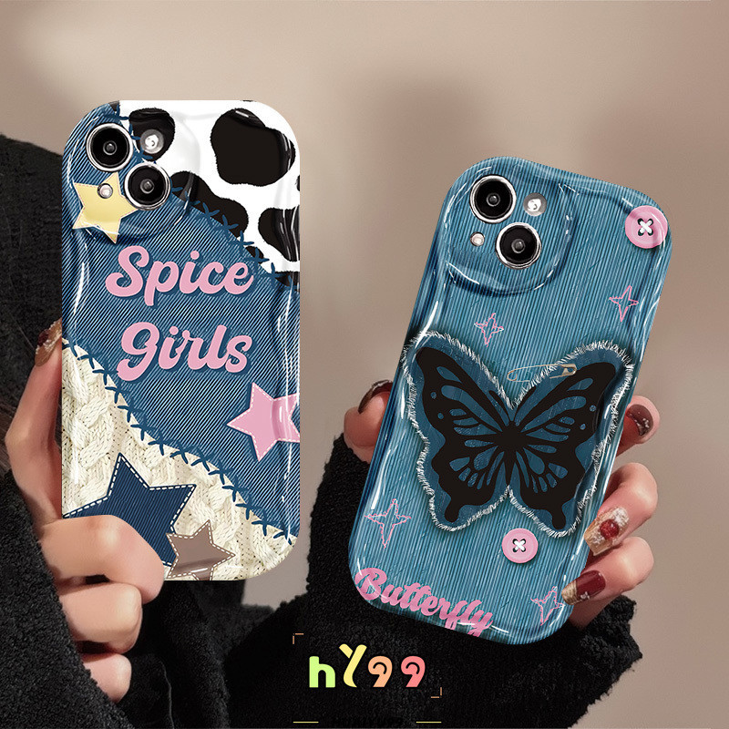 Dream ผีเสื้อกรณี Denim รูปแบบเสือดาวสําหรับ Realme C55 C31 C35 C25 C12 C15 C25s C11 C25Y C53 C51 5 