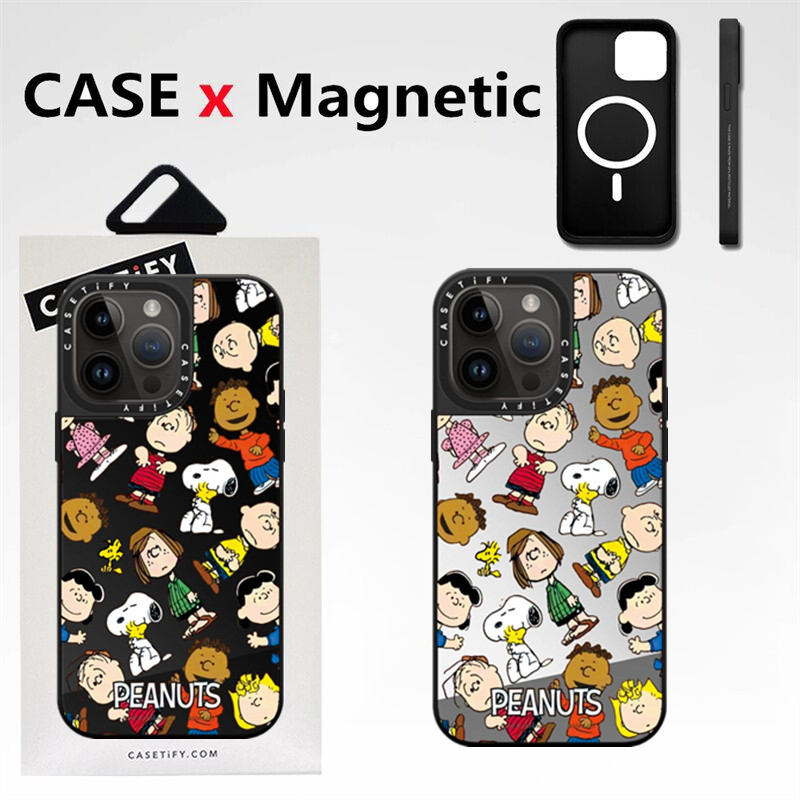 Casetifg เคสโทรศัพท์มือถือแบบแข็ง กันกระแทก ลายการ์ตูนสนูปปี้น่ารัก พร้อมกระจกชาร์จแม่เหล็ก คุณภาพสูง สําหรับ iPhone 15 14 12 13 Pro Max