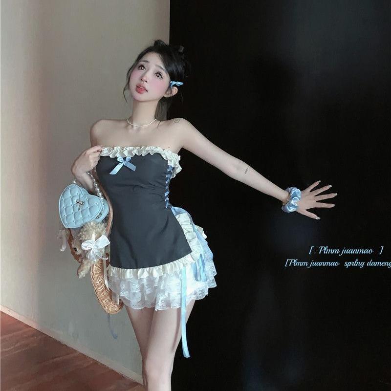 Xyzkuli Pure Desire เสื้อกล้าม เอวแคบ ประดับโบว์ ขนาดเล็ก สําหรับผู้หญิง