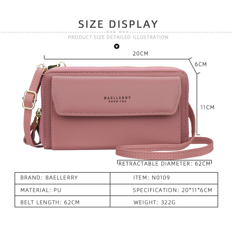 Baellerry กระเป๋าสตางค์ ใบยาว แต่งซิปคู่ ขนาดใหญ่ จุของได้เยอะ สีพื้น สไตล์เกาหลี แฟชั่นสําหรับสตรี - รูปที่ 4