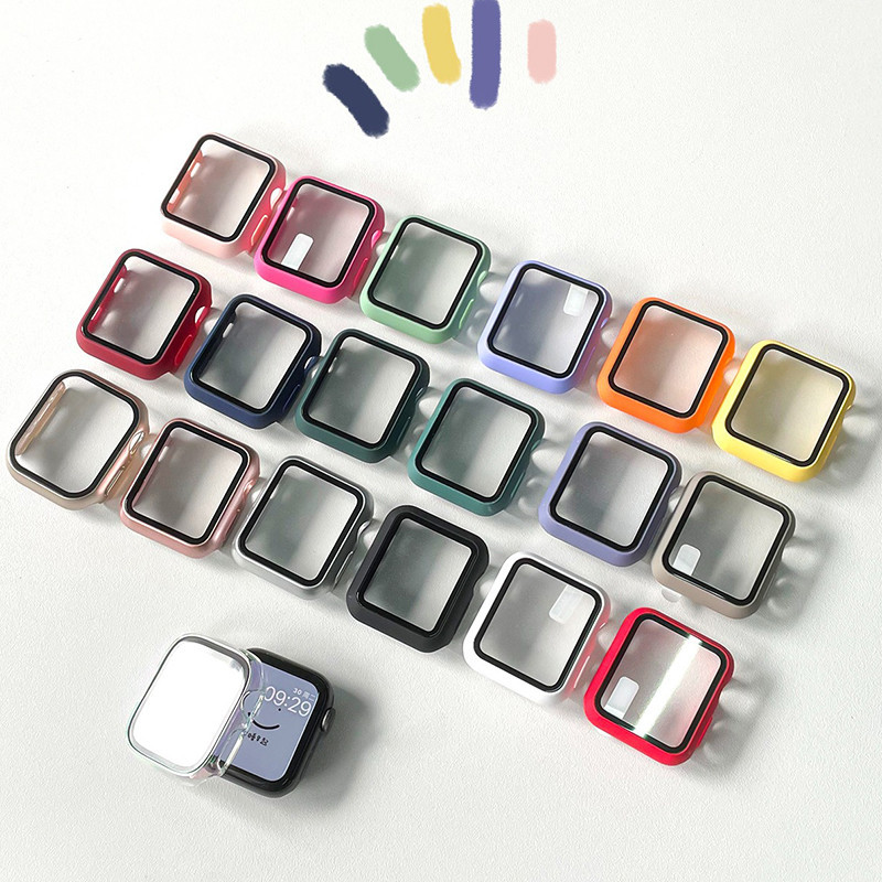 กระจกนิรภัย + สําหรับ Apple watch Case 46 มม.42 มม.45 มม.41 มม.44 มม.40 มม.ป้องกันหน้าจอ Apple watch serie 10 9 4 5 6 SE 7 8