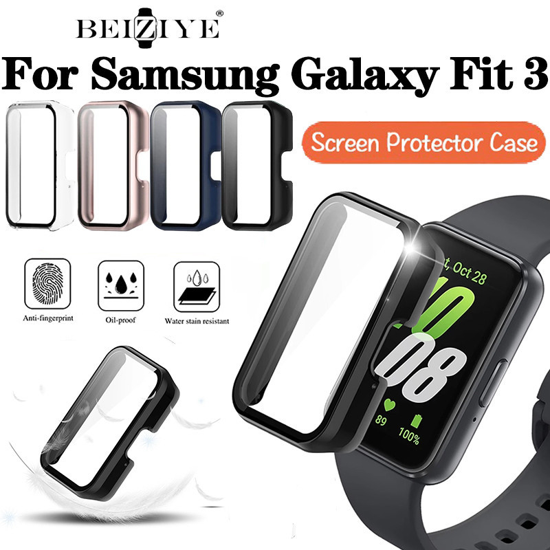 2-in-1 กระจกนิรภัย + เคส สําหรับ Samsung Galaxy Fit 3 อุปกรณ์เสริม PC ฝาครอบป้องกันกันชนรอบด้าน + ตัวป้องกันหน้าจอ สําหรับ Samsung Galaxy Fit 3