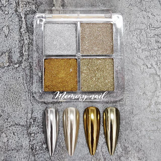 ผงขัดเล็บ 🌈 4สี ในตลับเดียว ✨ ผงกระจก ผงมิลเลอร์ Miller nails powder 4 Tone แถมแปรงขัด พร้อมส่ง
