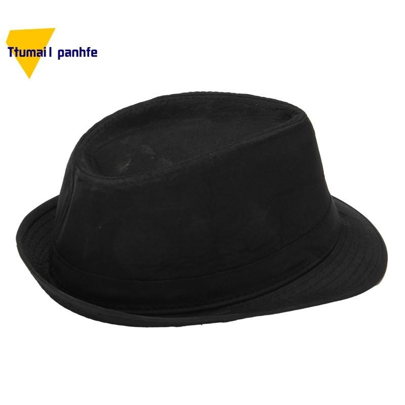 【ttumai2panhfe】หมวก Fedora สีดํา อุปกรณ์เสริม สําหรับชุดแฟนซี Gangster