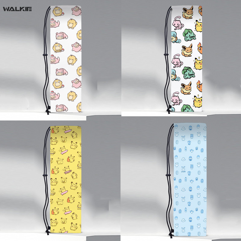 Walkie กระเป๋าไม้แบดมินตัน ผ้ากํามะหยี่ แบบผูกเชือก ขนาดพกพา ลายอะนิเมะโปเกม่อน เทนนิส