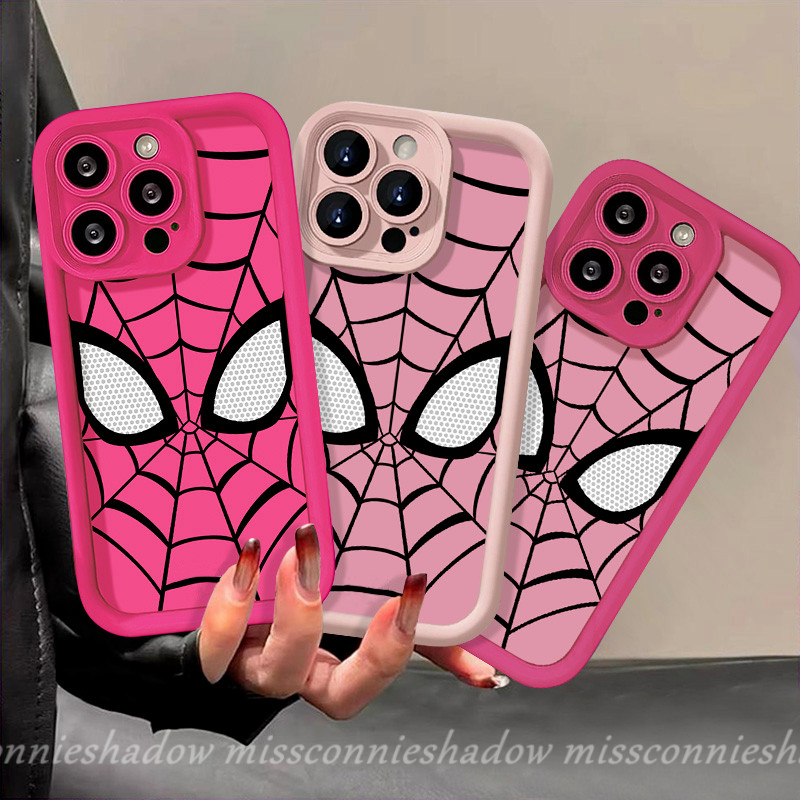 เคสโทรศัพท์มือถือ ลายสไปเดอร์แมนน่ารัก สีชมพู สําหรับ Oppo A38 A77 A18 A17 A98 A55 A96 A58 A54s A17k A74 A5s A78 A53 A7 A9 A3s A77s A52 A31 A1K A76 A12 A16s A16 Reno 8T 4 5F เคส