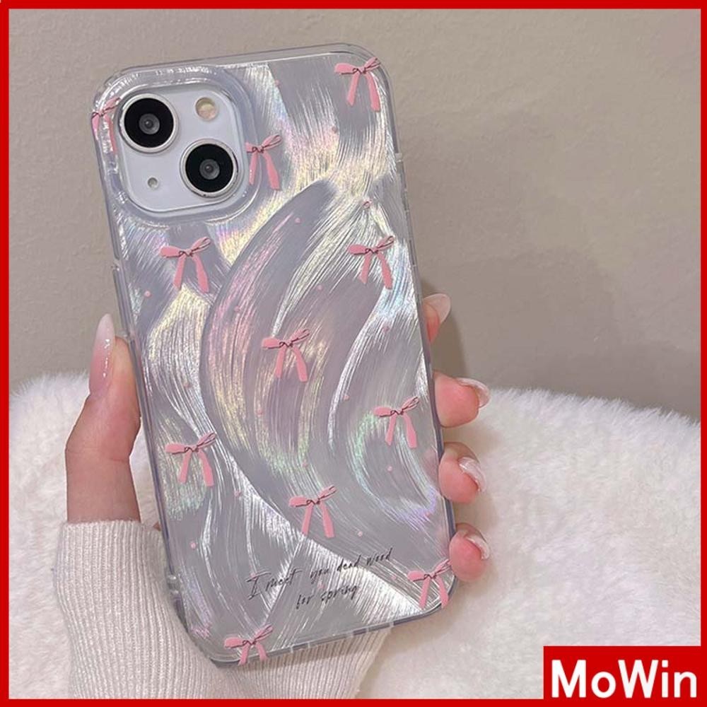 Mowin - สำหรับ iPhone 11 15 Pro Max เคส ไอโฟน ขนนกสีเงินหรูหราโฮโลแกรมเลเซอร์เคสใส อ่อนนุ่ม TPU หูกระต่าย เข้ากันได้กับ iPhone 14 13 Pro Max 12 Pro Max 11 XR XS 7 8 PLUS