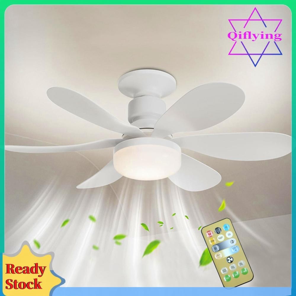 【QIF】พัดลมติดเพดาน Led E26 27 พร้อมไฟ 40W 30W สําหรับห้องนอน ห้องครัว