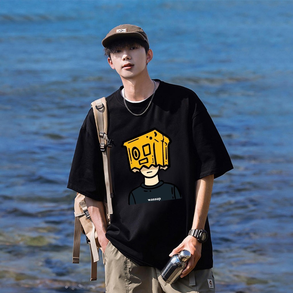 TT1 พร้อมส่ง! เสื้อยืดOversize ผ้าCOTTON100%ลาย"WASSUP" เนื้อผ้าเกรดพรีเมียม คอกลม ใส่สบาย