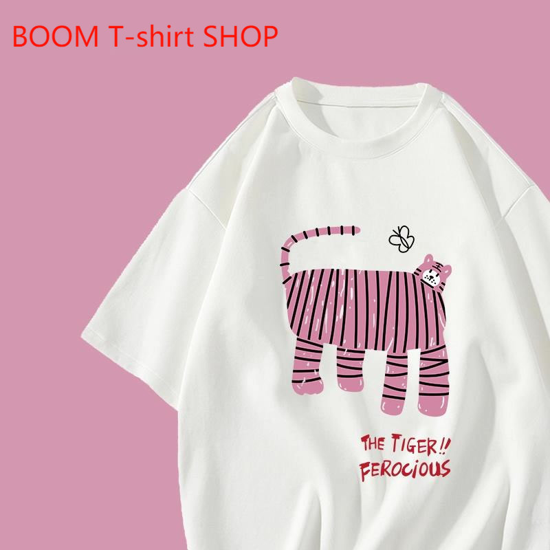 (จัดส่งในกรุงเทพฯ)BOOM SHOP เสื้อยืด oversize ผ้าคอตตอน น่ารัก เกาหลี ใส่สบายๆ เสื้อยืดคอกลม
