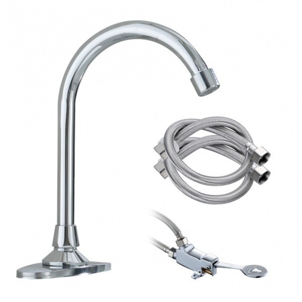 LOCAL789 Verno ชุดก๊อกเหยียบทองเหลือง พร้อมสายน้ำดีสเตนเลส 304 2 เส้น รุ่น FV-715 ร้านอยู่ในไทย