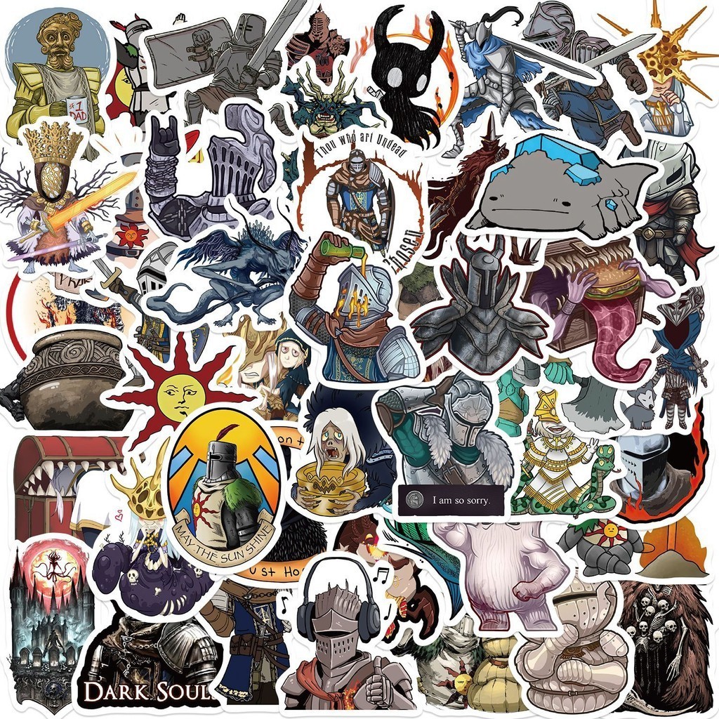 ชุดสติ๊กเกอร์ DARK SOULS เกมชุดสติกเกอร์กราฟฟิตีกันน้ำ, 50 แผ่น/ชุด