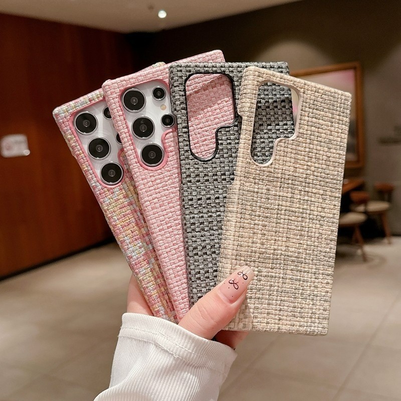เคสมือถือ แบบแข็ง แบบผ้า ลายตาราง คละสี สําหรับ Samsung S23 Ultra S24 S22 S23 Plus Ultra