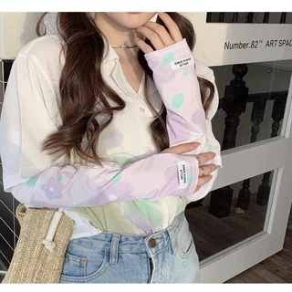 แขนพิมพ์ลาย ไข่มุก, ถุงมือยาวยืดหยุ่นบางเฉียบ, ปลอกแขนกันแดดผ้าไหมน้ําแข็งระบายอากาศป้องกันรังสีอัลตราไวโอเลต