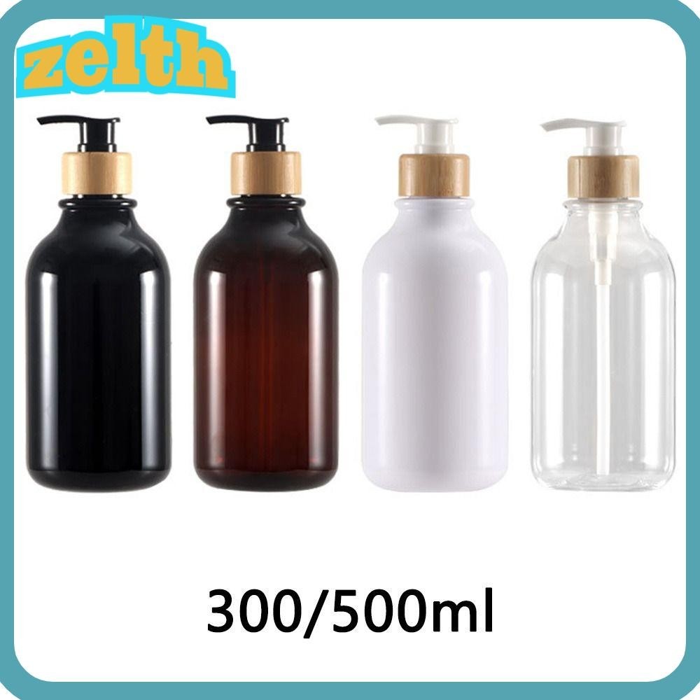 Zelth ขวดปั๊มสบู่เปล่า แบบไม้ไผ่ ขนาด 300 500 มล.