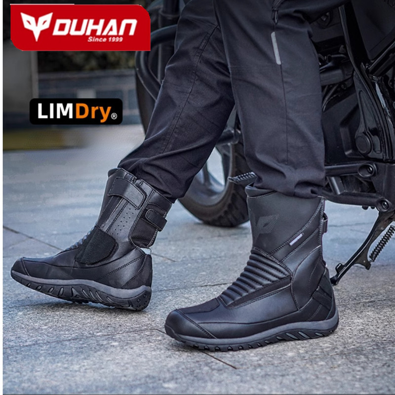 DUHAN รองเท้าขี่จักรยานยนต์ สี่ฤดู รถจักรยานยนต์ ท่อยาว กันน้ํา ระบายอากาศ ความตึงเครียด กันกระแทก อ