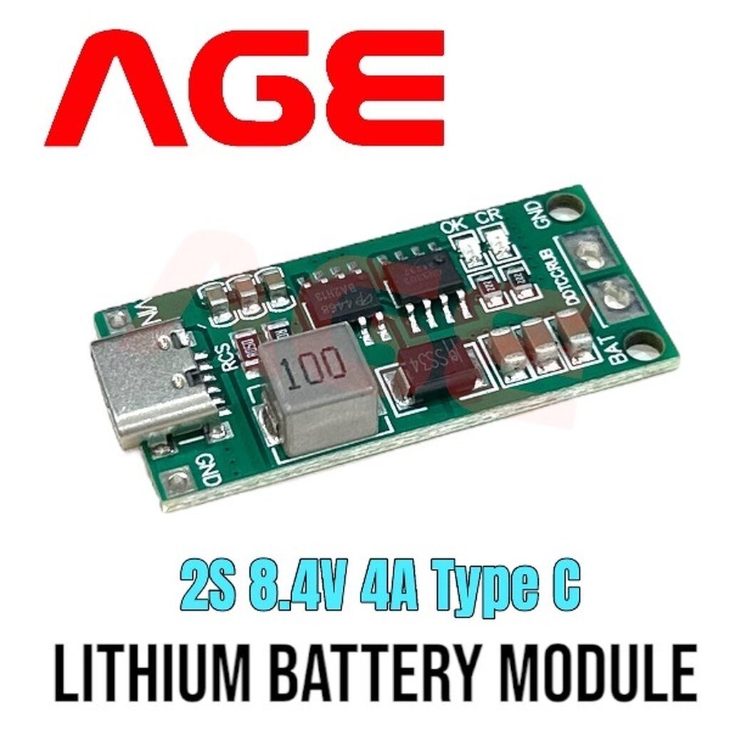 โมดูลชาร์จแบตเตอรี่ลิเธียม 18650 2-Cell (2S) 8.4V 4A type C