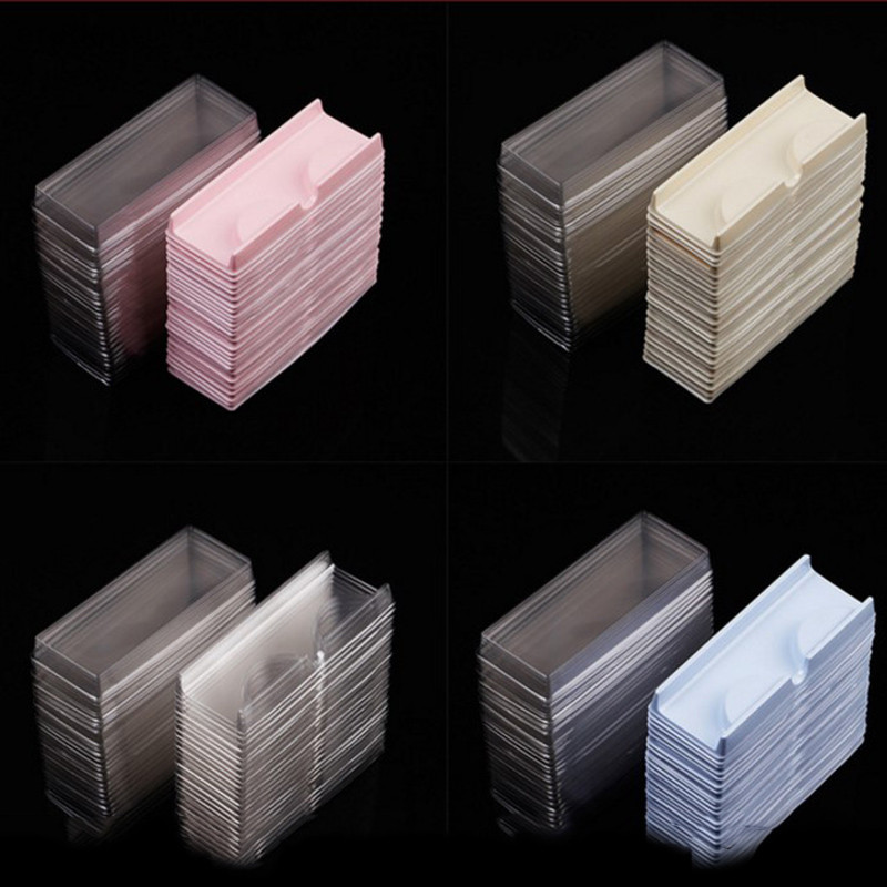ถาดพลาสติก ทรงสามเหลี่ยม สีโปร่งใส สําหรับใส่ขนตาปลอม จํานวน 50 ชิ้น