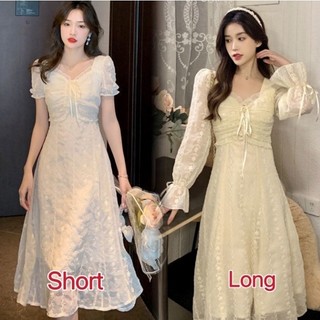 Dress|Gaun Full Bordir Bunga Model Dress Vintage Dress kondangan M367