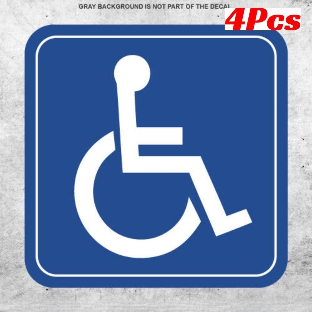 4x Handicap Handi Cap สติกเกอร์รูปลอกรถรถเข็นคนพิการหน้าต่างที่จอดรถ