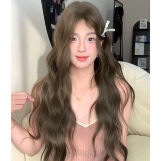 GDS Wigs วิกผมกึ่งทอมือลอนคลื่นสีน้ำตาลหม่นเขียวประกายเทา (ย…