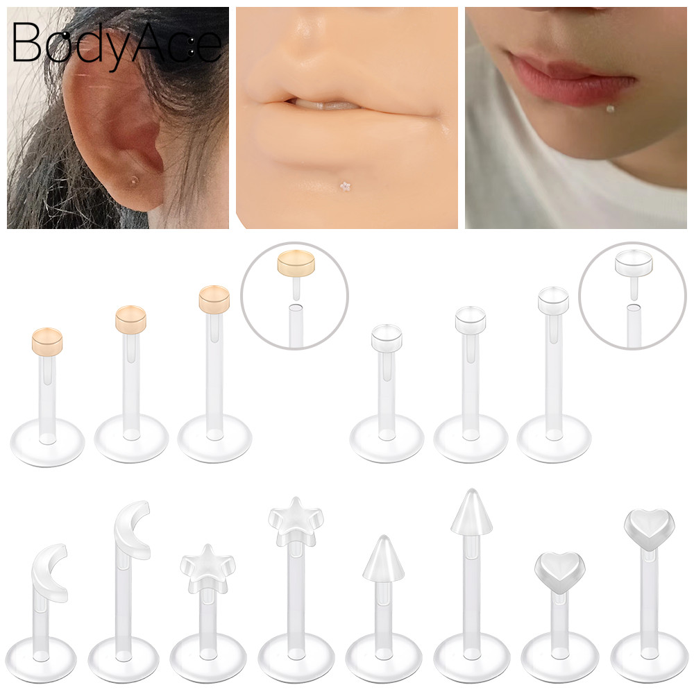 Bodyace ต่างหูสตั๊ดเจาะริมฝีปาก รูปดวงจันทร์ 16 กรัม 1 ชิ้น