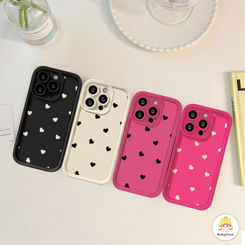 แฟชั่นน่ารัก โรแมนติก รักหัวใจ Soft Case สำหรับ iPhone 7Plus 15 11 13 14 12 Pro Max XR 15 7 6 8 6s Plus XS X Max 8Plus