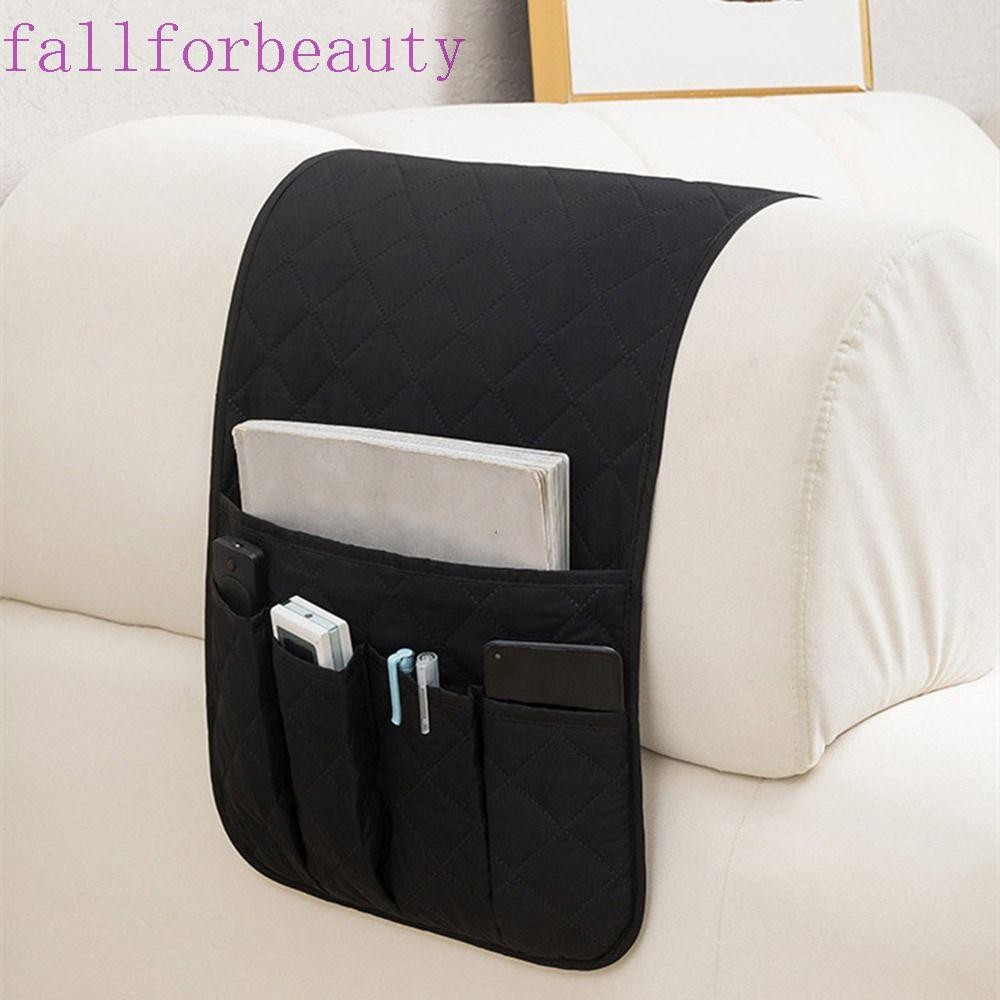 Fallforbeauty ที่จัดระเบียบแขนโซฟา,ถุงเก็บข้างเตียงกันลื่นความจุขนาดใหญ่,ทนทานกับ5กระเป๋าประหยัดพื้นที่โซฟาเก้าอี้นวมแขวนถุงเก็บสําหรับทีวีรีโมท