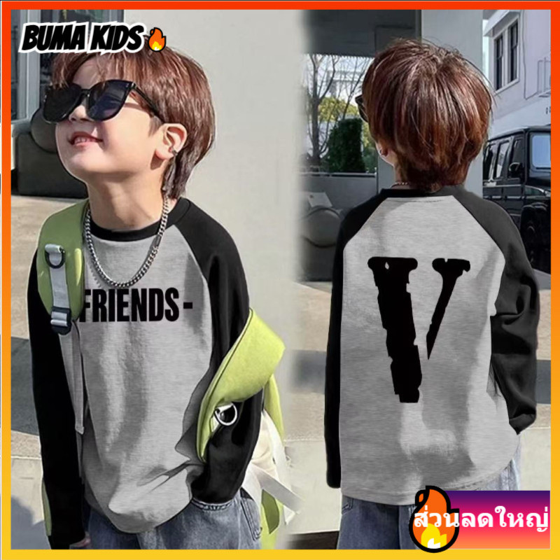 BUMA KIDS เสื้อยืดเด็กผู้ชาย แขนยาว คอกลม Cotton 6-7 ปี