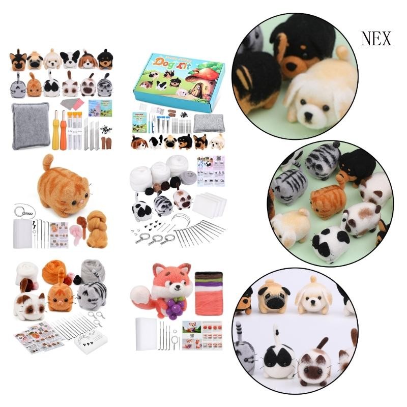 Nex Needle Felting Starter Kits ขนสัตว์สัตว์น่ารัก Felting Craft ทําอุปกรณ์