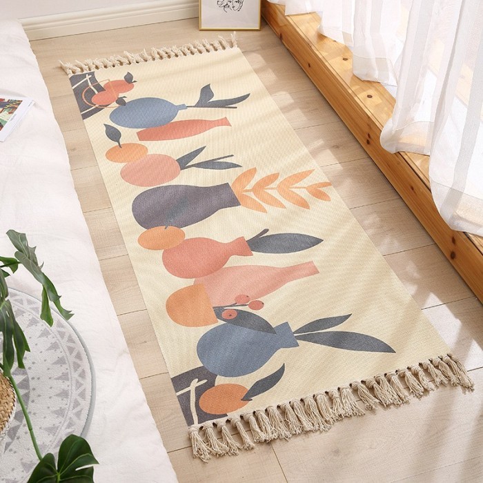 CARPET FLOORMAT TASSEL 60 X 150 CM - BOHEMIAN FLOOR TASSEL CARPET - G lemondaid MOTIF