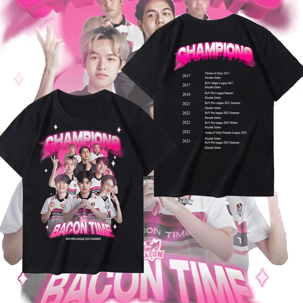 S-5XLเสื้อยืด Bacon Time พิมพ์ลาย ผ้าCotton 100%