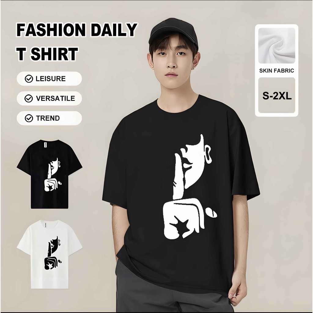 Keep Silent , streetwear คู่แขนสั้นคอกลมมีสไตล์เสื้อยืด baju