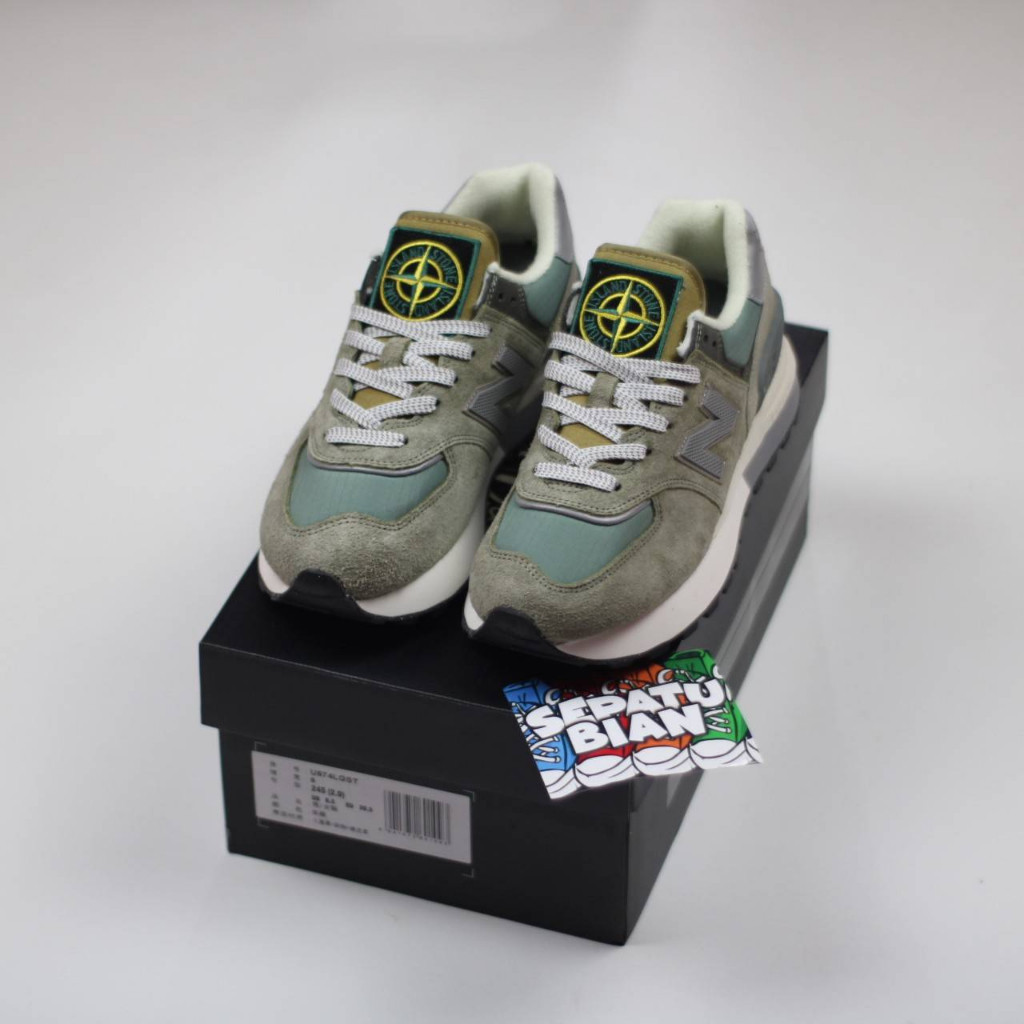 New BALANCE 574 Legacy x Stone Island Herbal Green Sepatu แฟชั่น