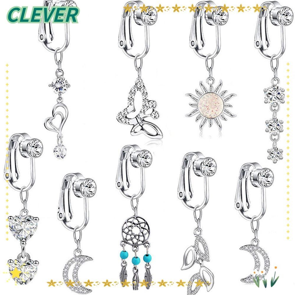 Clever จิวเจาะสะดือ กระดูกอ่อนปลอม แบบคลิปหนีบ สําหรับผู้หญิง