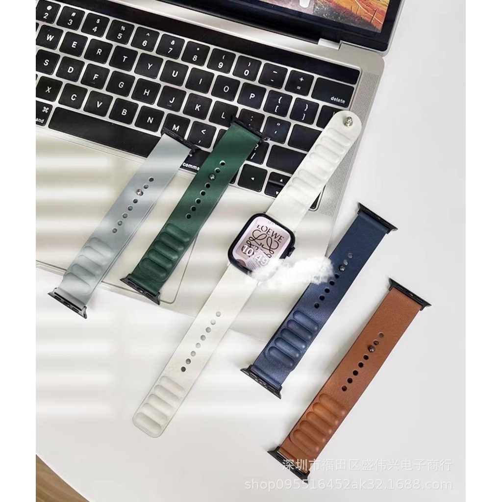 สายนาฬิกาข้อมือหนัง แต่งหัวเข็มขัดแม่เหล็ก สําหรับ Iwatch 8 Applewatch 765 1.30 LYJ XHUQ